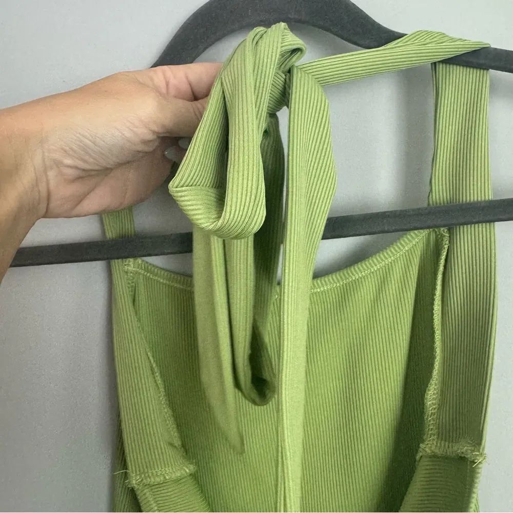 SHEIN | Ribbed Avacado Green Tie Halter Neck Top Women’s Size Small/4 - Picture 7 of 7